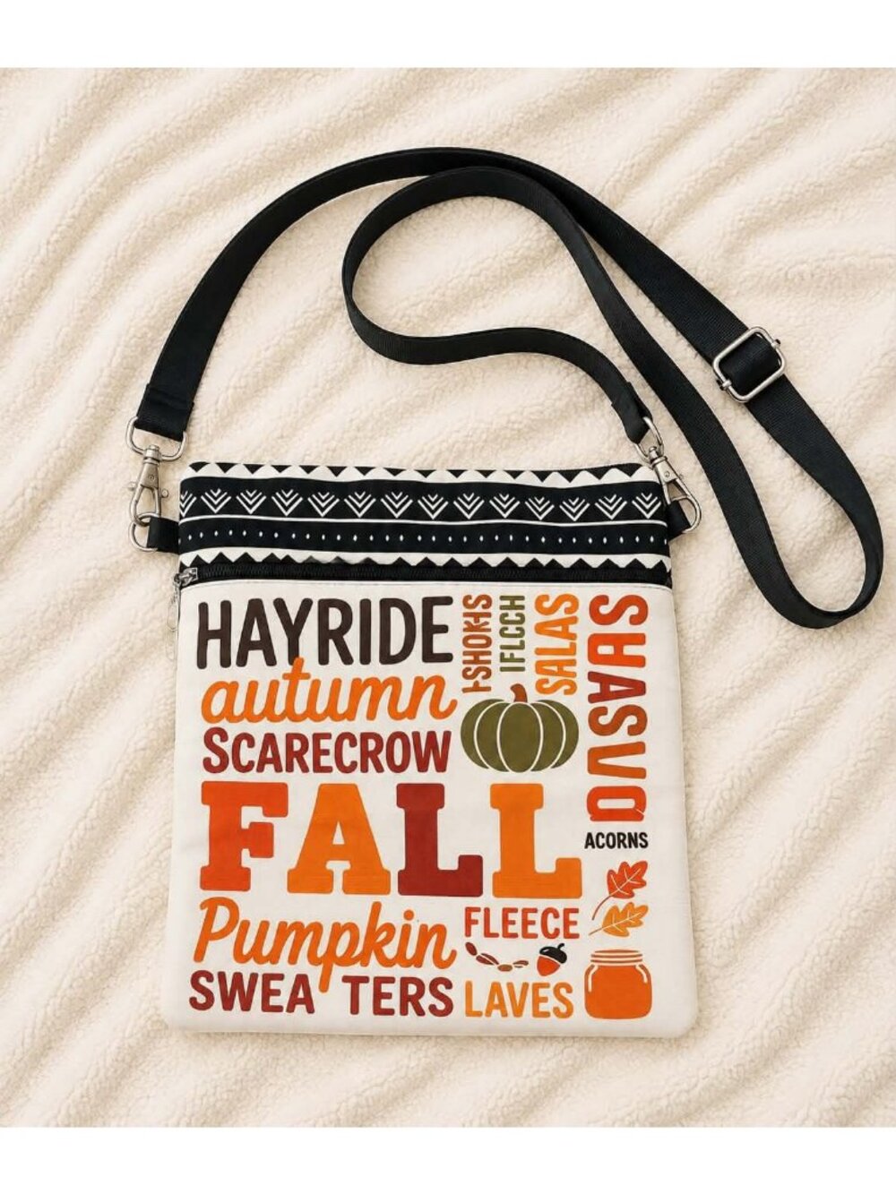 Fall Autumn Crossbody Bag with Adjustable Strap